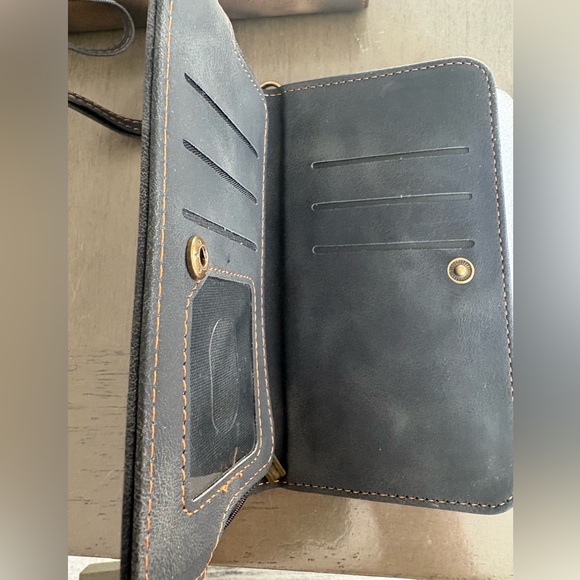 New- IPhone 15 pro wallet/phone case, faux leather brown or black - Picture 3 of 8